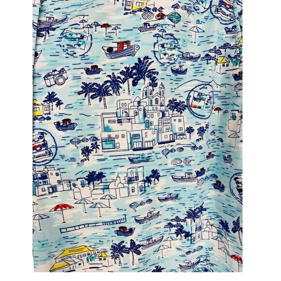 Talbots The Weekend Chino Pant in Aqua Blue w/ Tropical Scenic Print Size 12 - Picture 10 of 15